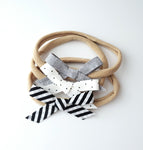 Set of 3 Mini Fabric Bow Headbands