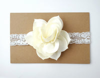 Ivory Lace Baptism Headband, Flower Girl Headband