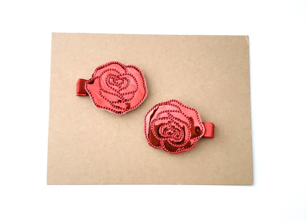 Red Rose Felti Hair Clips, Baby Hair Clips