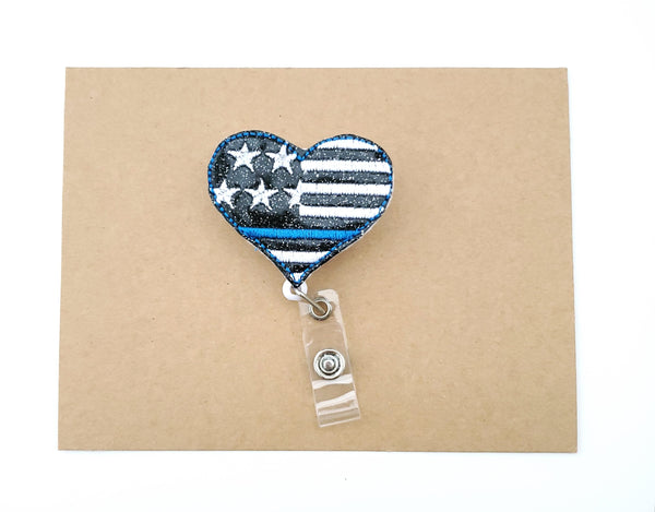 Back the Blue Retractable Badge Reel