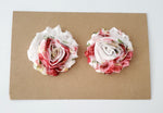Rose Print Flower Clips, Pigtail Clips