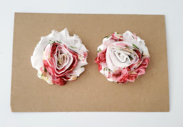 Rose Print Flower Clips, Pigtail Clips