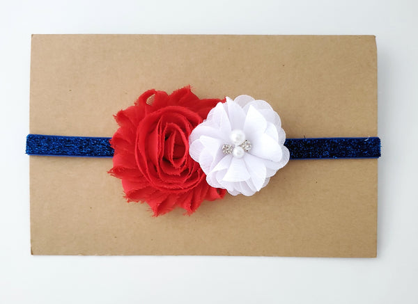 Patriotic Red White and Blue Headband, 4th of July Headband