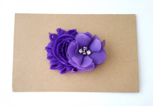 Purple Chiffon Flower Clip