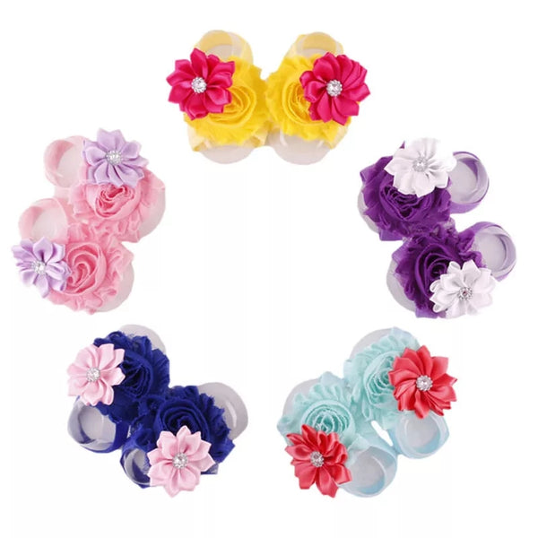 Barefoot Baby Sandals, Flower Sandals - LoliBean