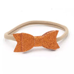 Rustic Orange Glitter Bow Headband,  Fall Baby Headband - LoliBean