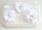 White Barefoot Baby Sandals and Headband Set - LoliBean