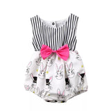Black & White Striped Easter Romper