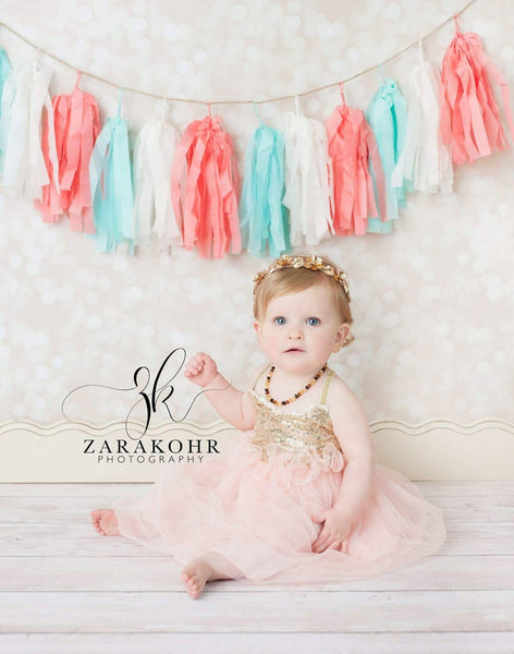 pink and gold first birthday dress Pink and Gold First Birthday Outfit for baby girl with light
