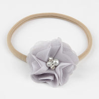 Gray and Tan Baby Headband, Nylon Headband - LoliBean