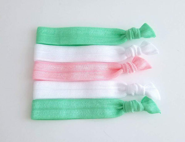 Pastel Mint Hair Ties, Yoga Hair Tie Set - LoliBean
