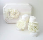Ivory Barefoot Sandals and Matching Headband, Baptism Headband - LoliBean