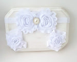 White Barefoot Sandals & Headband Set - LoliBean