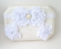 White Barefoot Sandals & Headband Set - LoliBean