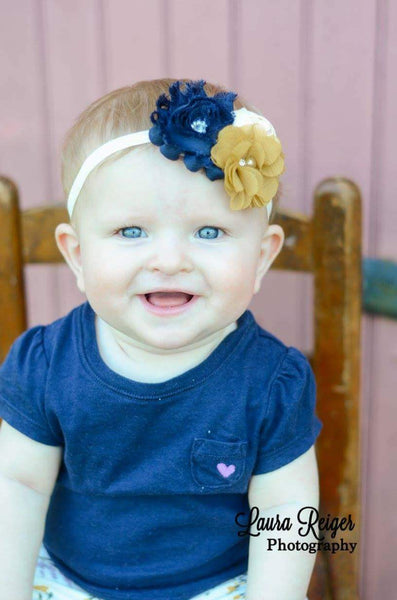 Navy and Mustard Autumn Headband - LoliBean
