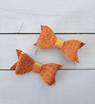 Orange Bows, Orange Hair Clips, Pigtail Bows - LoliBean
