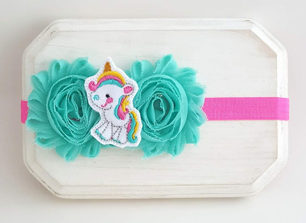 Hot Pink and Aqua Unicorn Headband, Unicorn Headband - LoliBean