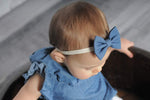 Denim Bow Headband, Blue Denim Bow - LoliBean