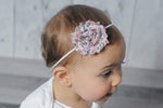 Pink and Gray Floral Headband
