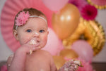 Pink and White Skinny Elastic Headband, Newborn Infant Toddler Girls Headband