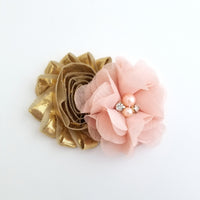 Gold and Peach Hair Clip, Girls Hair Clips - LoliBean
