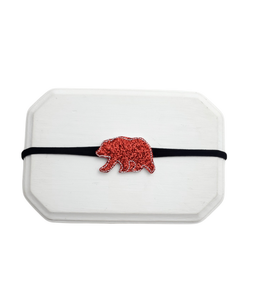 Red Glitter Holiday Bear Headband