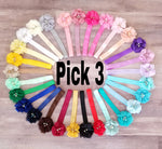 Pick 3 Baby Headbands, Newborn Headbands, Your choice of Colors - LoliBean