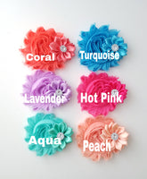 Set of 6 Chiffon Flower Hair Clips - Summer Sampler - LoliBean