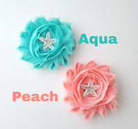 Aqua or Peach Starfish Hair Clips - LoliBean