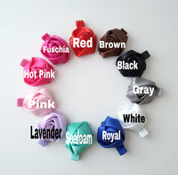Satin Rolled Rosette Hair Clips - Your choice of color - LoliBean
