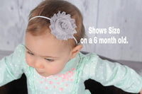Set of 3 Shabby Flower Skinny Elastic Headbands