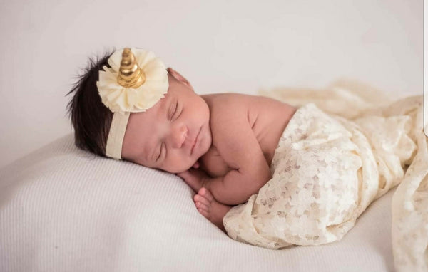 Newborn Unicorn Headband, Gold and Ivory Headband - LoliBean