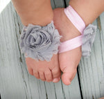 Pink and Gray Barefoot Baby Sandals