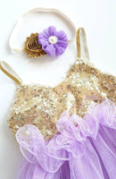 Lavender and Gold Birthday Dress - LoliBean