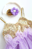 Lavender and Gold Birthday Dress - LoliBean